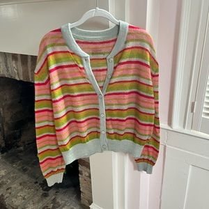 Daily Drills Striped Cardigan in Bon Bon